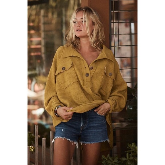 Free People Rowan Henley Sweatshirt Size S - Picture 3 of 10